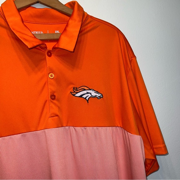Antigua Denver Broncos Polo Shirt NFL Football Orange Sz 2XL Embroidered Logo - Picture 2 of 8